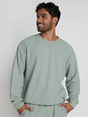 COMFRT Adult Unisex Waffle Lounge Long Sleeve Shirt Sage Green Cozy Sweatshirt